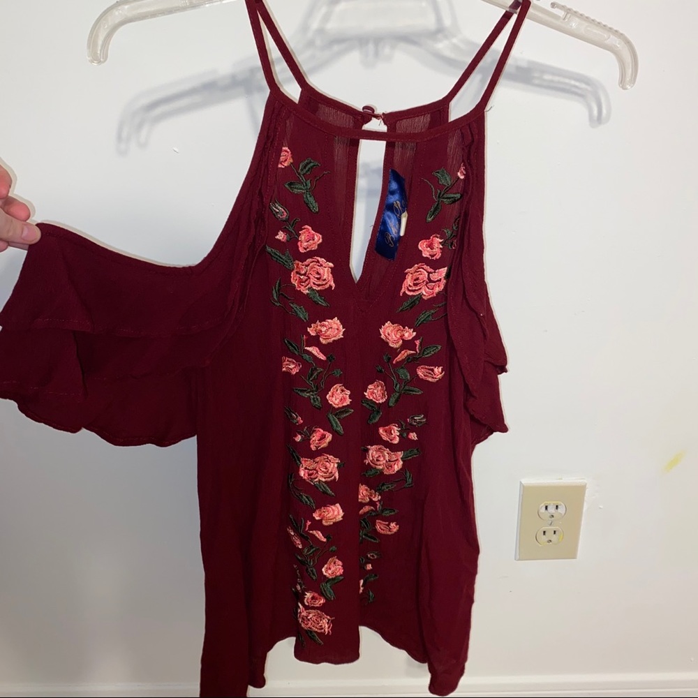 Red Floral Off the Shoulder Tank